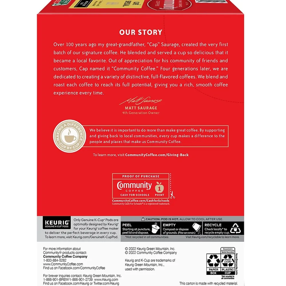Community Coffee Cafe Special Coffee Keurig® K-Cup® Pods, Medium Dark Roast, 24/Box (5000374325)