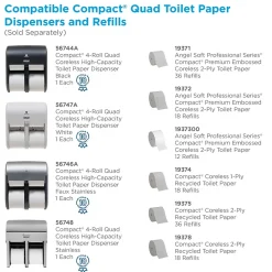 Compact 4-Roll Quad Coreless Toilet Paper Dispenser by GP PRO, Stainless Steel (56748)<Georgia-Pacific Best