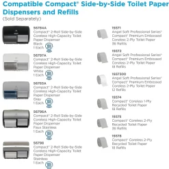 Compact 2-Roll Side-by-Side Coreless Toilet Paper Dispenser by GP PRO, Faux Stainless, (56796A)<Georgia-Pacific Discount