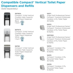 Compact 2-Roll Vertical Coreless Toilet Paper Dispenser by GP PRO, Stainless (56782)<Georgia-Pacific Clearance