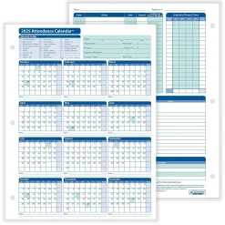 Hr Forms*ComplyRight 2025 Attendance Calendar Set, 50 Forms/Pack (A1411W16PK50)