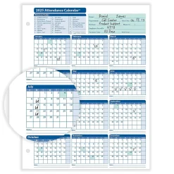 Hr Forms*ComplyRight 2025 Attendance Calendar Card, 25 Forms/Pack (A4000W25)
