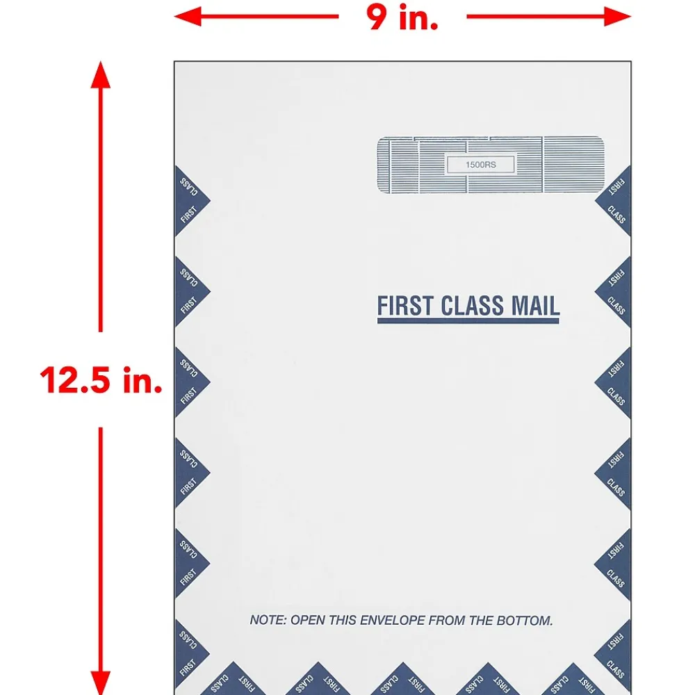 Outlet ComplyRight CMS-1500 Self Seal Security Tinted Window Envelope 9" x 12 1/2", White/Blue, 100/Pack (1500RS)