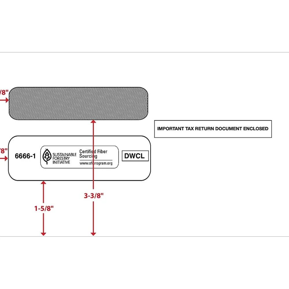 ComplyRight Moistenable Glue Security Tinted Double-Window Tax Envelopes, 5 5/8" x 9.25", 50/Pack (6666150)