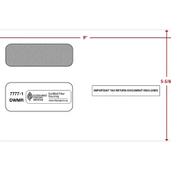 Clearance ComplyRight Moistenable Glue Security Tinted Double Window Tax Envelopes, 5 5/8" x 9", 50/Pack (1095BENV50)