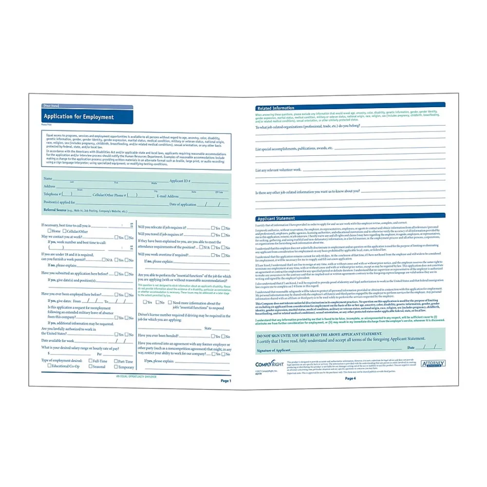 Hr Forms*ComplyRight ™ New York Job Application, Pack of 50 (A2179NY)