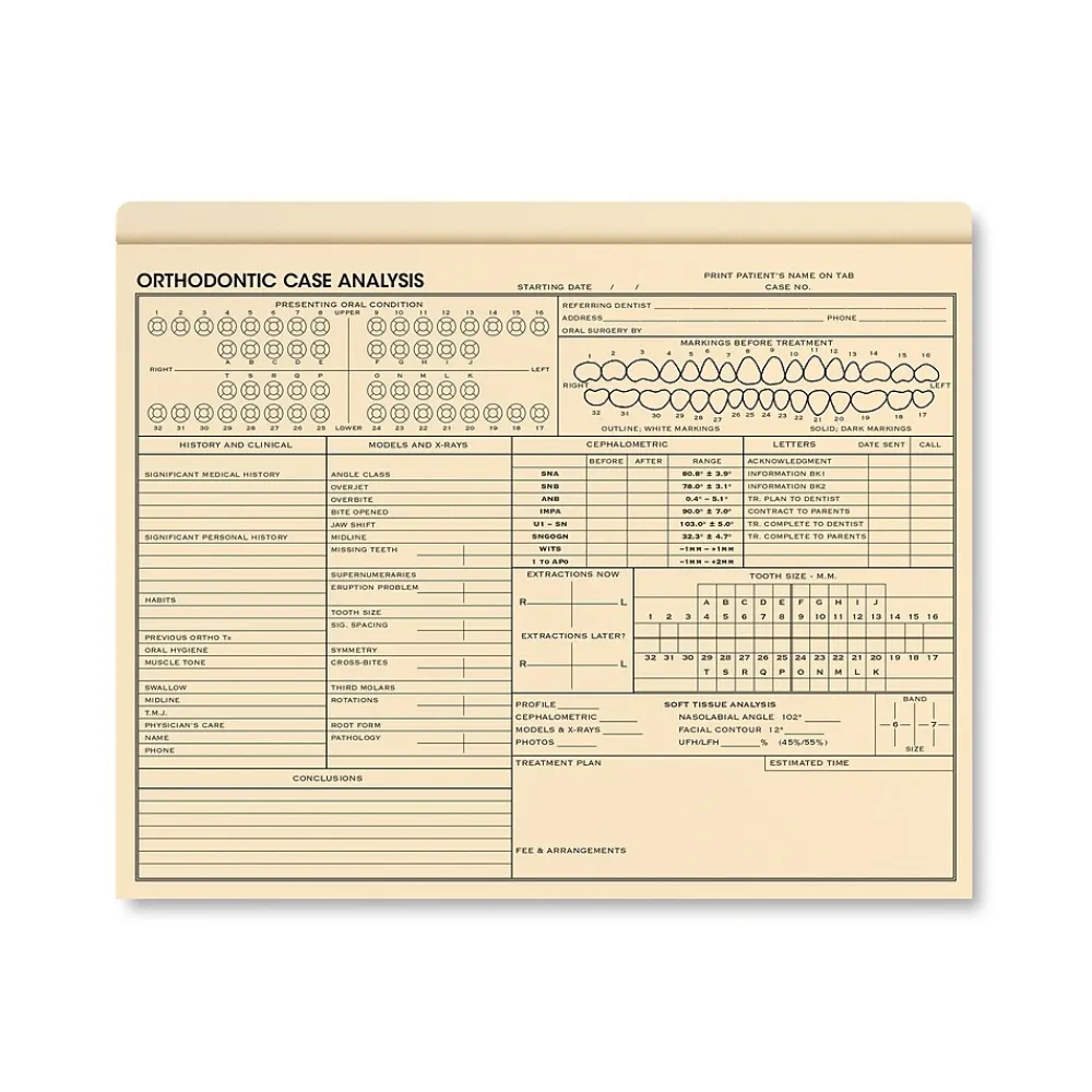 Medical Forms*ComplyRight Orthodontic Case Analysis File, 9.5" x 11.75", 25 Folders/Pack (A1048)