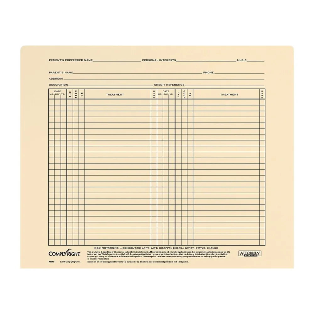 Medical Forms*ComplyRight Orthodontic Case Analysis File, 9.5" x 11.75", 25 Folders/Pack (A1048)