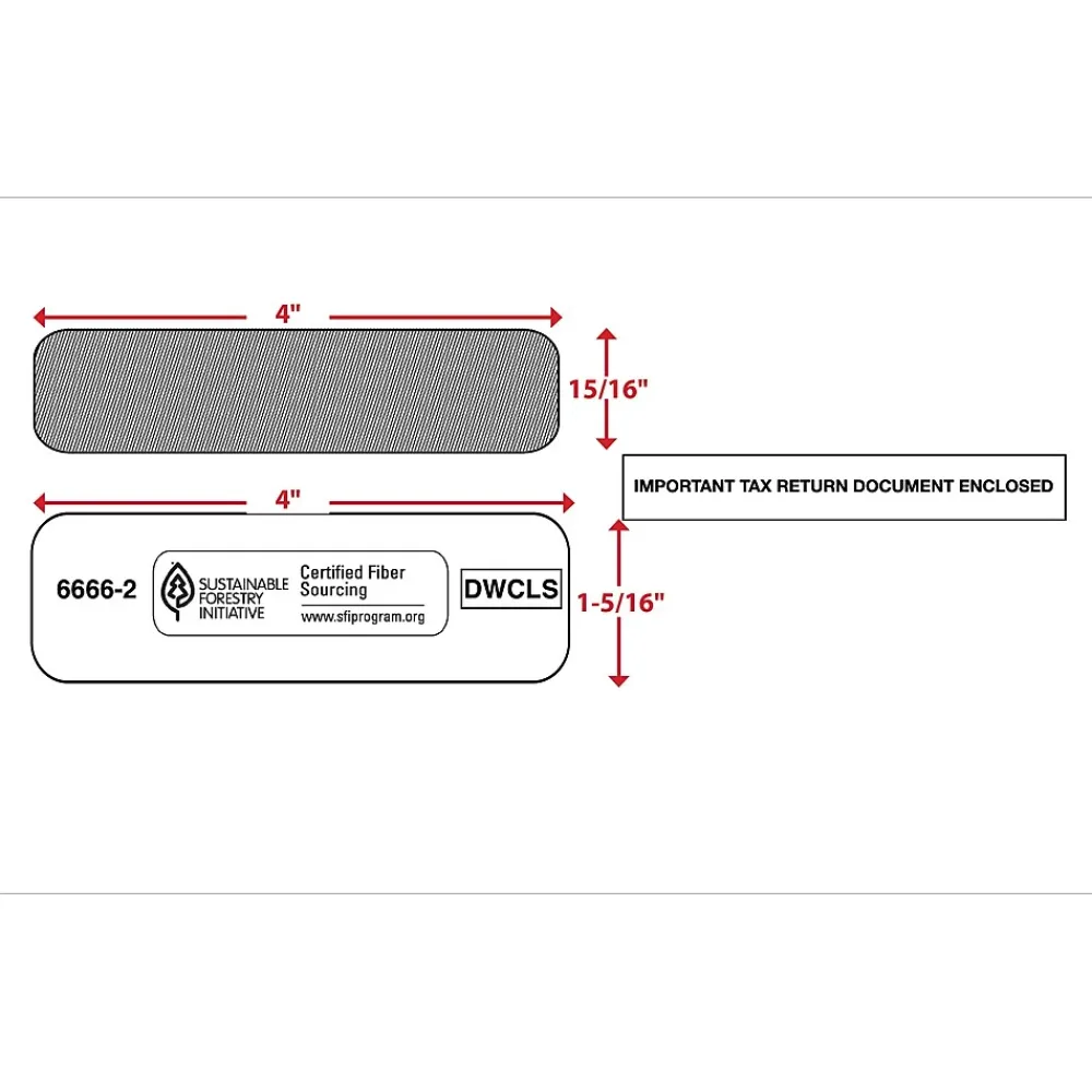 Online ComplyRight Self Seal Security Tinted Double-Window Tax Envelopes, 5 5/8" x 9.25", 25/Pack (6666225)