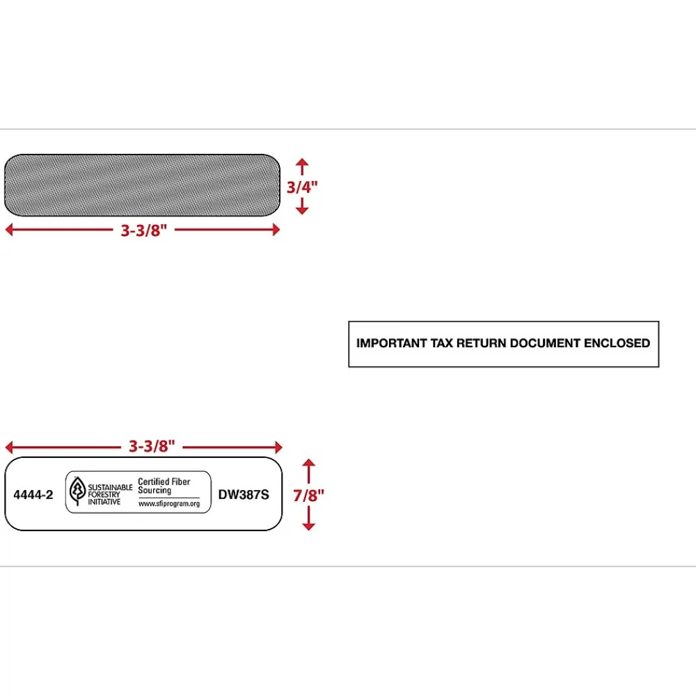 ComplyRight Self Seal Security Tinted Double-Window Tax Envelopes, 5 5/8" x 9", 50/Pack (444250)