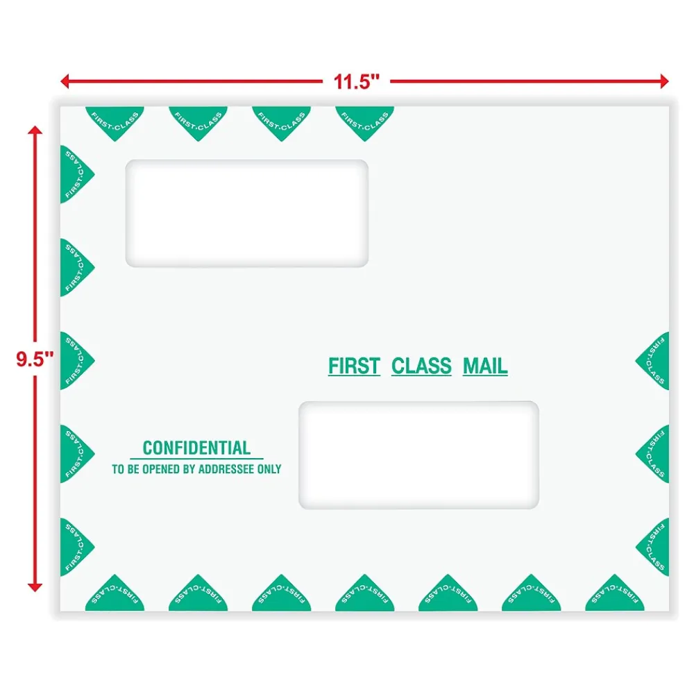 Online ComplyRight Self-Seal Tax Envelope, 9.5" x 11.5", White/Green, 50/Pack (PEV22)