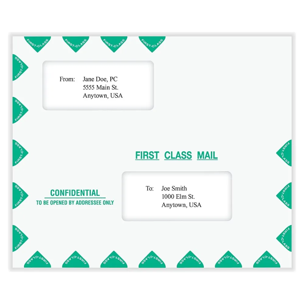 Online ComplyRight Self-Seal Tax Envelope, 9.5" x 11.5", White/Green, 50/Pack (PEV22)
