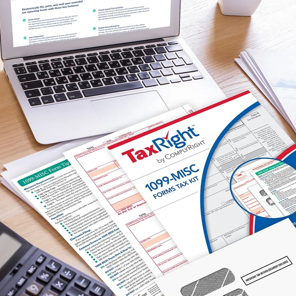Tax Forms*ComplyRight TaxRight 2024 1099-MISC Tax Form Tax Form Set with Envelopes, 4-Part, 25/Pack (SC6103E25)