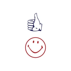 Stamps & Stamp Pads|Accu-Stamp Cosco Dual Message Round Stamp, Thumbs Up/Smiley, Red/Blue Ink (032934)