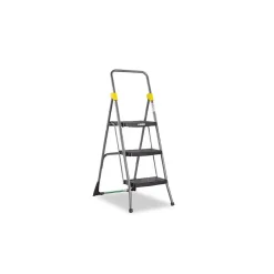 Cosco Commercial 3-Step Folding Stool, 300 lb Capacity, Gray (CSC11839GGO)