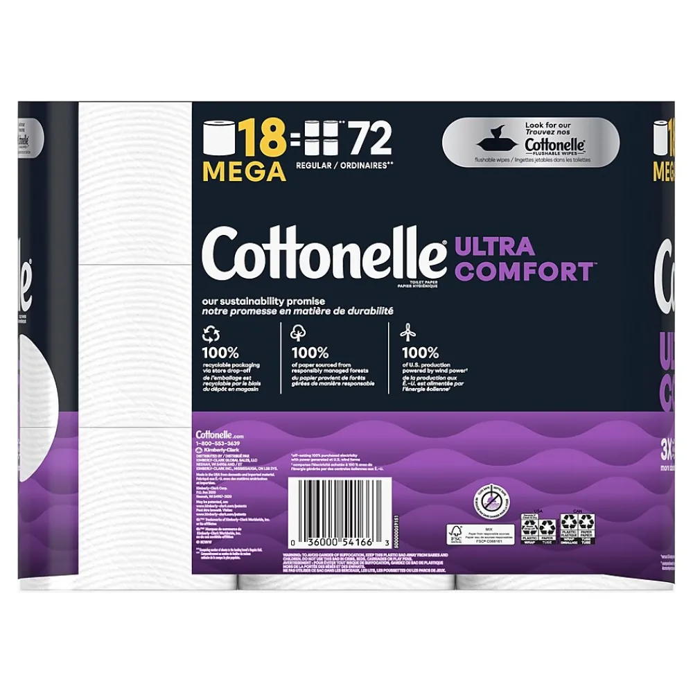 Ultra Comfort Toilet Paper, 2-Ply, White, 268 Sheets/Roll, 18 Rolls/Pack (54166)<Cottonelle Sale