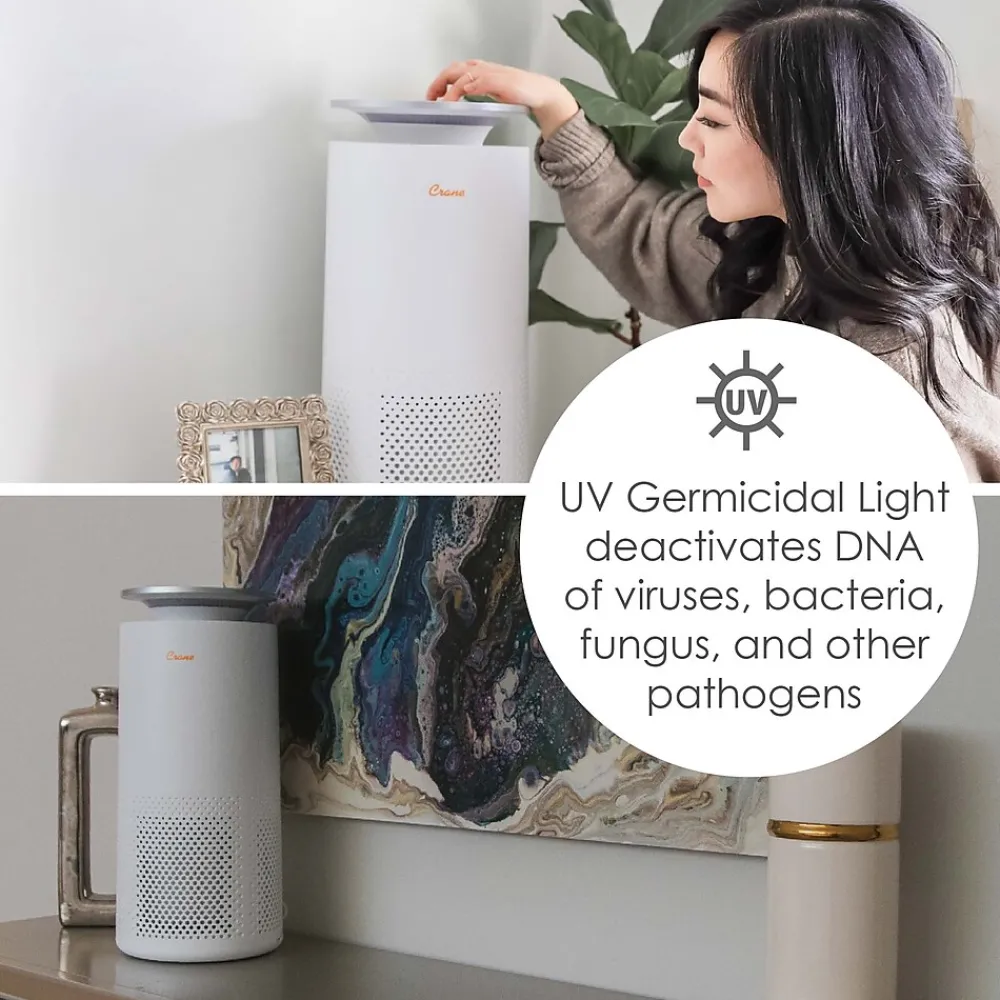 Crane True HEPA Tower Air Purifier, White (EE-5069)