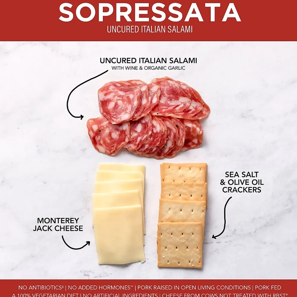 Creminelli Fine Meats Creminelli Sopressata, Monterey Jack Cheese, Crackers, 0.5, 4/Pack (220-02085)