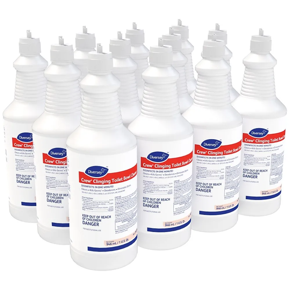 Clinging Toilet Bowl Cleaner, Floral Scent, 32 oz., 12/Carton (04578)<Crew Best