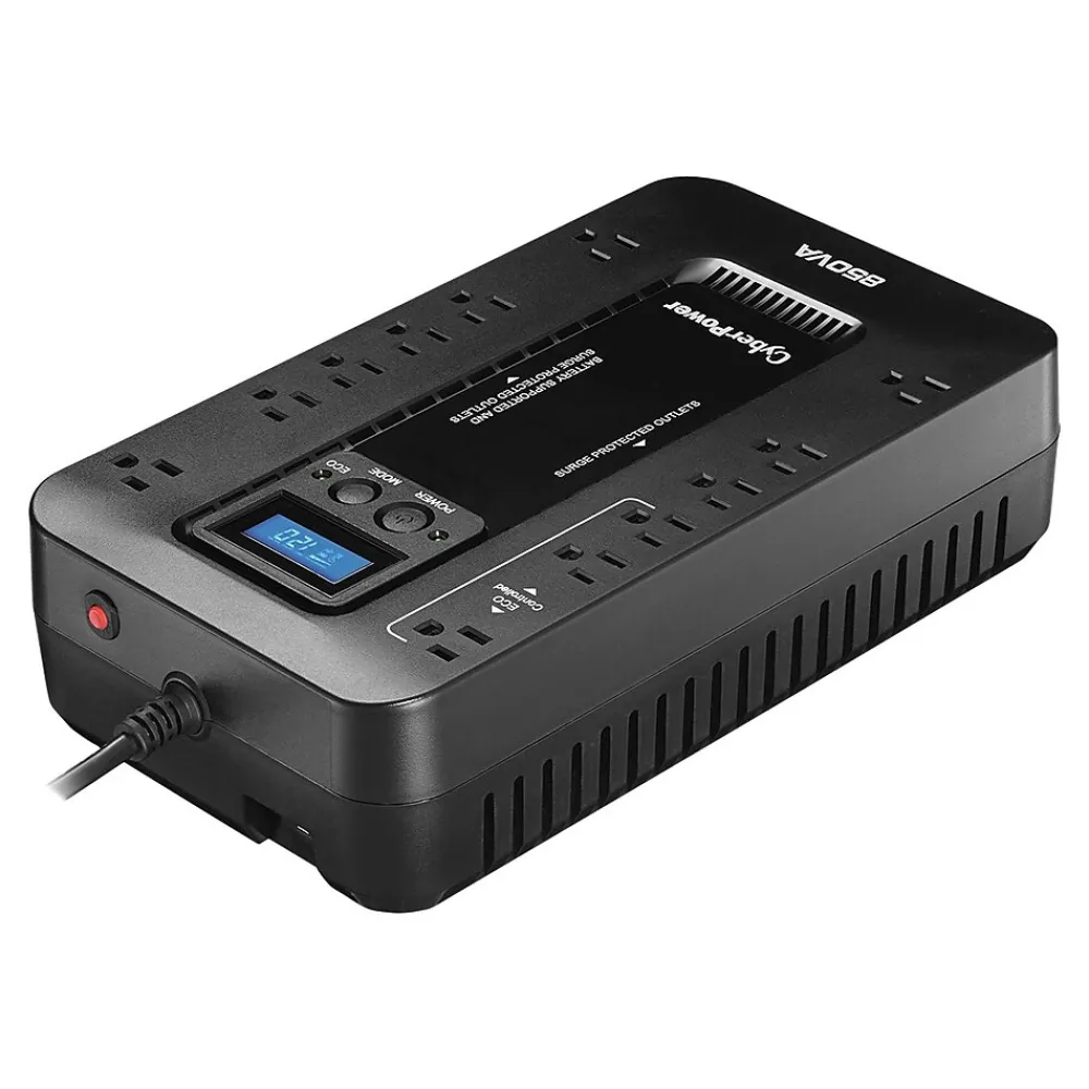 CyberPower Ecologic Series 850VA 12-Outlet UPS, Black (EC850LCD)