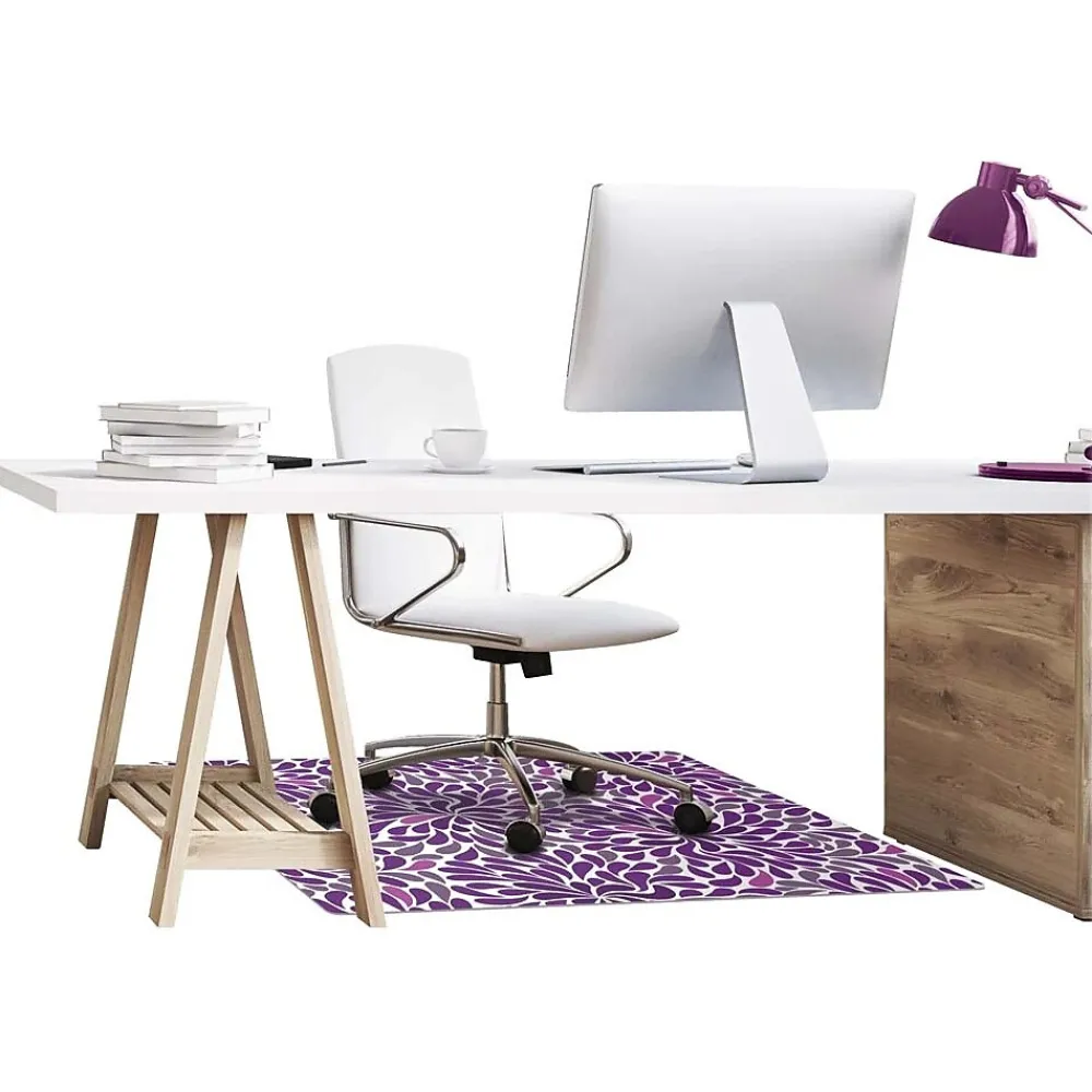 Chair Mats*Deflect-O FashionMat Purple Rain Hard Floor Chair Mat, 35" x 40", Low-Pile, Purple/White (CM3540PR)