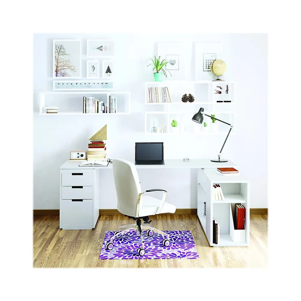 Chair Mats*Deflect-O FashionMat Purple Rain Hard Floor Chair Mat, 35" x 40", Low-Pile, Purple/White (CM3540PR)