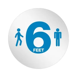 Deflect-O StandSafe Spacing Disc, "6 Feet" , 20", Clear/Blue, 50/Pack (PSDD20SIXFT/50)