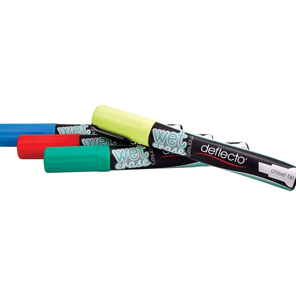 Markers|Deflect-O Tank Wet Erase Markers, Chisel Tip, Assorted, 4/Pack (SMA510-V4)
