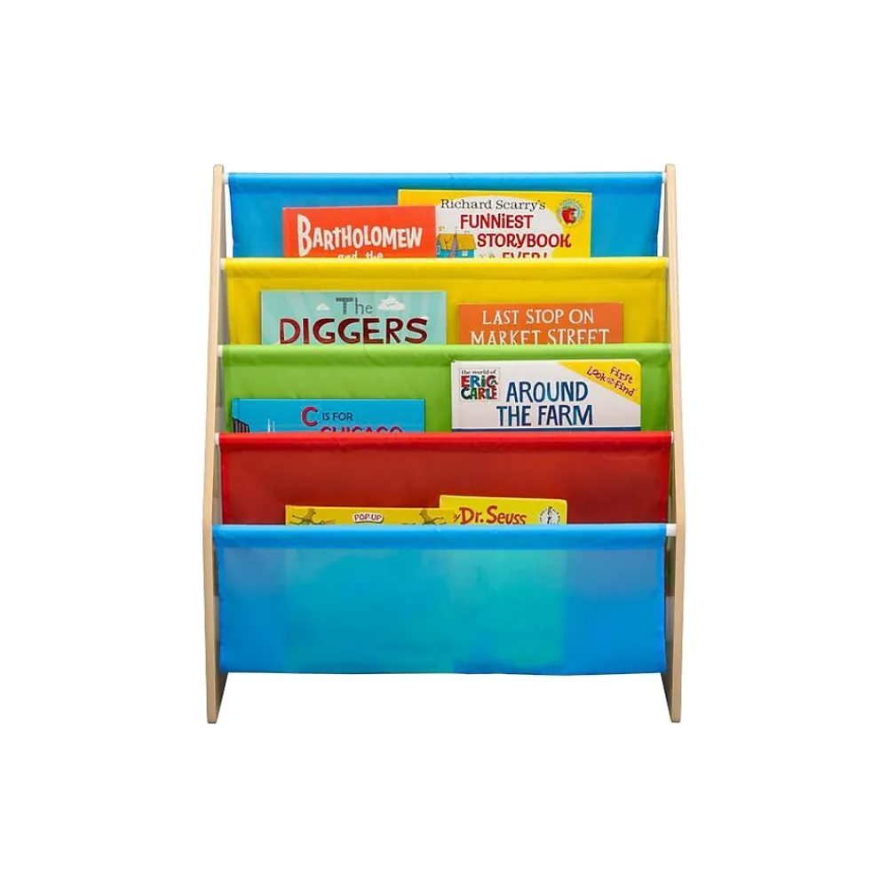 Bookcases*Delta Children Sling Book Rack 4-Tier 28"H Bookshelf, Natural/Blue/Red/Green/Yellow (TB84452GN-1189)