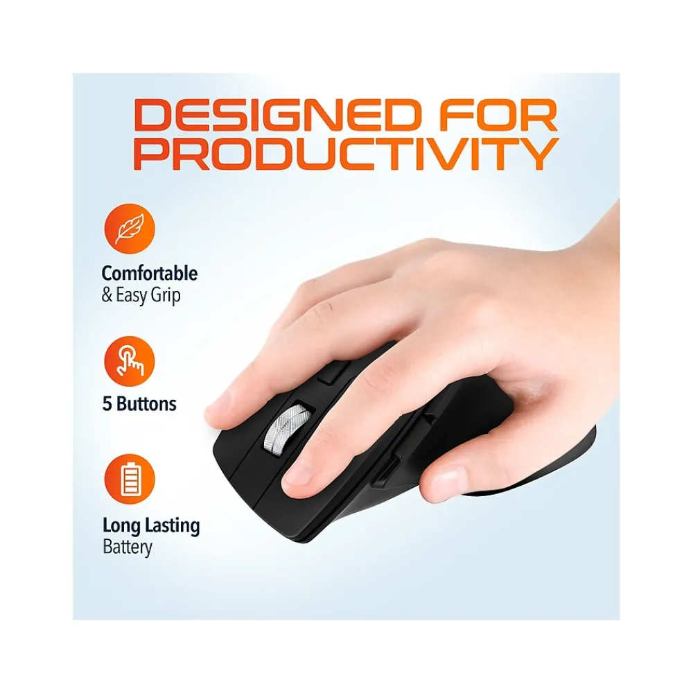 Hot Delton G18 Wireless Ergonomic Computer Keyboard and Optical Mouse Combo, Black (DKMKITERG18-WB)