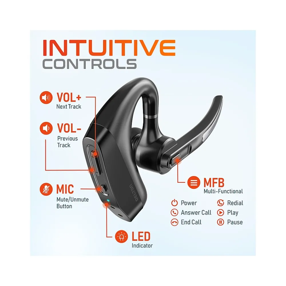 Clearance Delton K130 Wireless Noise Canceling Bluetooth Computer Earbud Headset, MS Teams, Black (DBHK130)