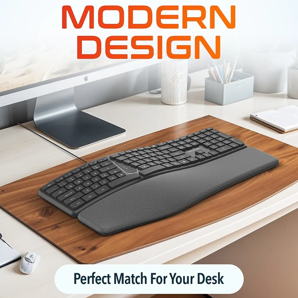 Delton KB250 Ergonomic Keyboard, Black (DKBE250-U)
