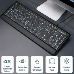 Hot Delton KB20 Large Button/Key Keyboard with Backlight, Black (DBKBG20)