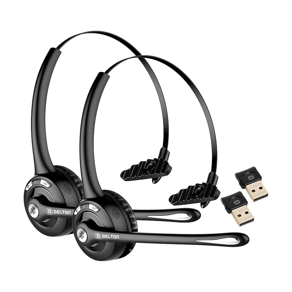 Online Delton Noise Canceling Bluetooth On Ear Mobile Headset, Black, 2/Pack (DBTHEAD10XBTDLX2)