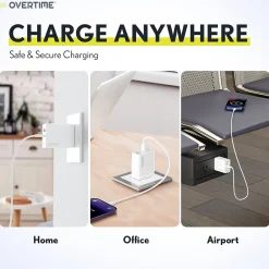Overtime USB-C/USB Wall & Car Chargers with Two Apple MFi Certified Cables for iPhone/iPad, White (CE14548A)<Delton Discount