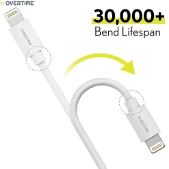 Delton USB-C/USB Wall & Car Chargers with Apple MFi Certified Lightning Cables for iPhone/iPad, White (DAC3IN12USBSL)<Overtime Hot
