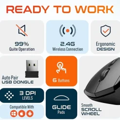 Clearance Delton S30 Wireless Optical 2.4 GHz Mouse, Black (DMERGS30-WB)
