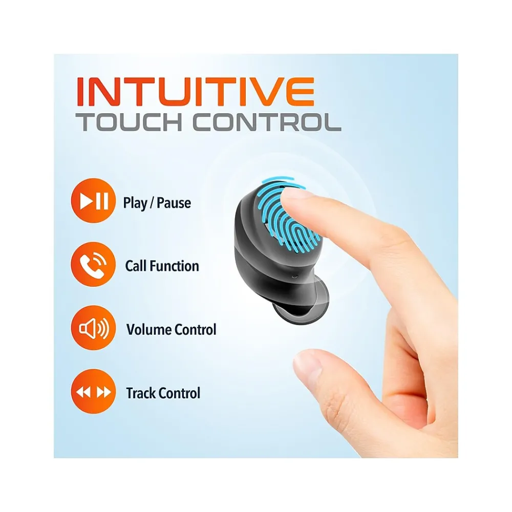 Hot Delton T150 Wireless Active Noise-Canceling Bluetooth Stereo Earbuds with Auto-Pairing USB Dongle, Black (DBHT150)
