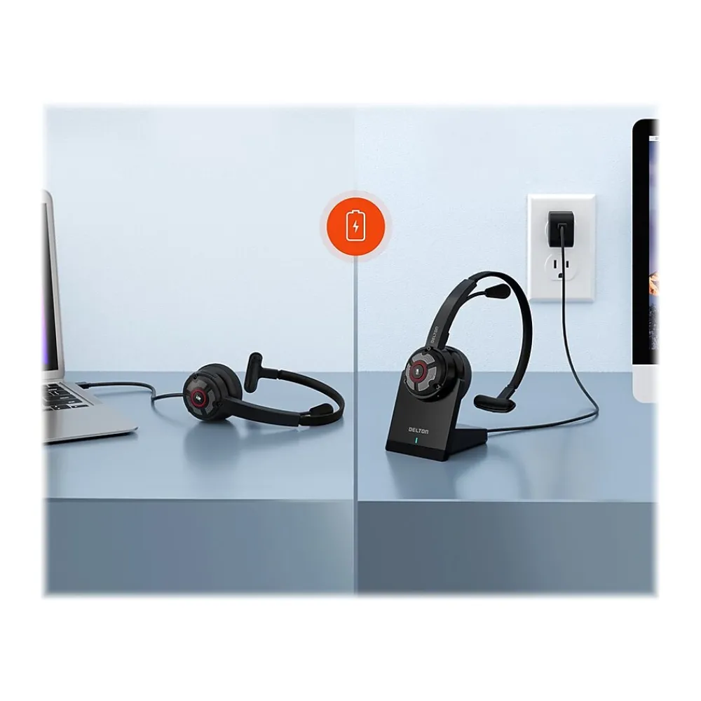 Hot Delton 50X Pro Wireless Noise Canceling Bluetooth Mono Computer On-Ear Headset, Black (DBTHEAD50XBTDL)