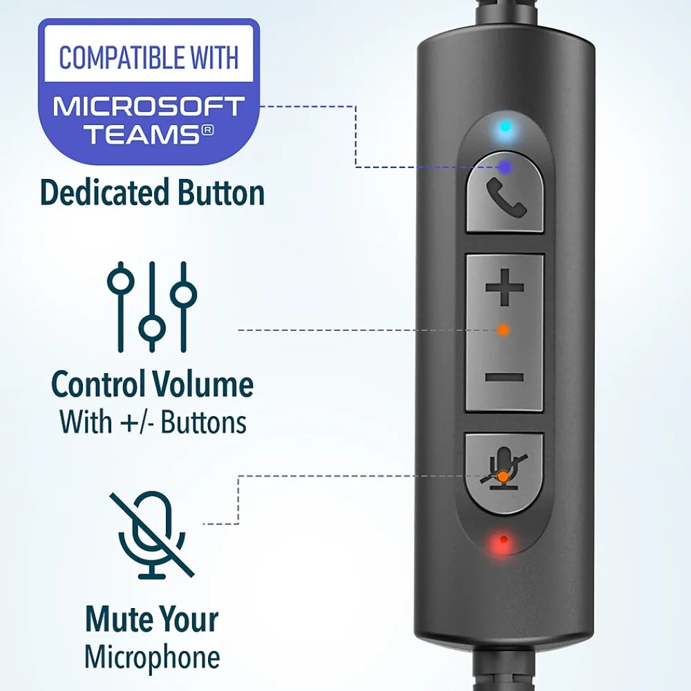 Discount Delton 32Y MS Teams Noise-Canceling On-Ear Computer Headset, USB Type-A & Type C, Black (DWH32Y)