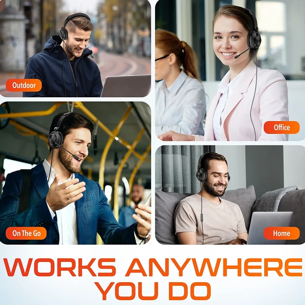 Discount Delton 32Y MS Teams Noise-Canceling On-Ear Computer Headset, USB Type-A & Type C, Black (DWH32Y)