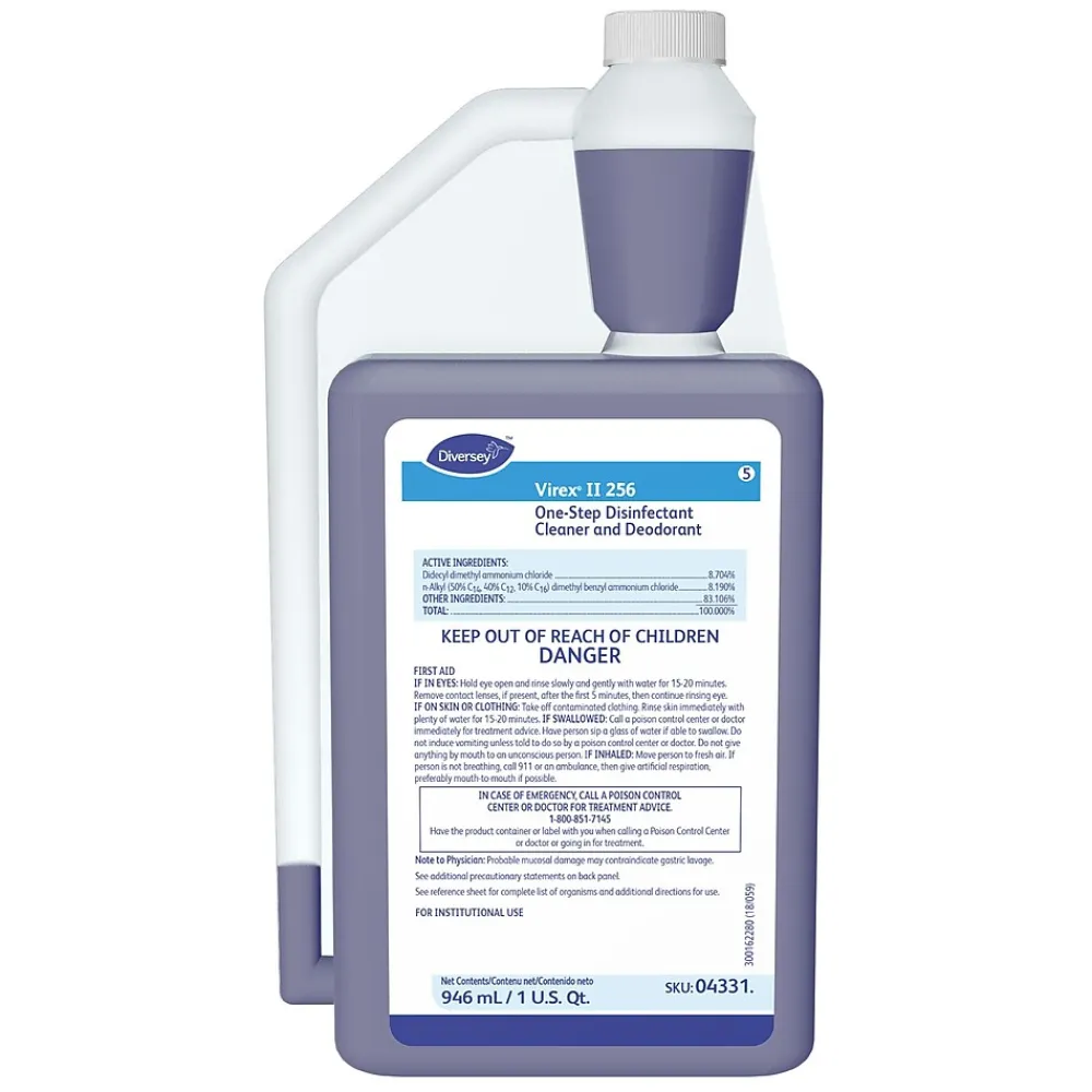 Virex II 256 One-Step Disinfectant Cleaner and Deodorant, 32 oz., 6/Carton (04331.)<Diversey Clearance