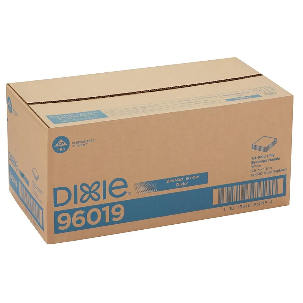 Georgia-Pacific Dixie 1/4-Fold 1-Ply Beverage Napkin by GP PRO, White, 500 Napkins/Pack, 8 Packs/Case (96019/96017)