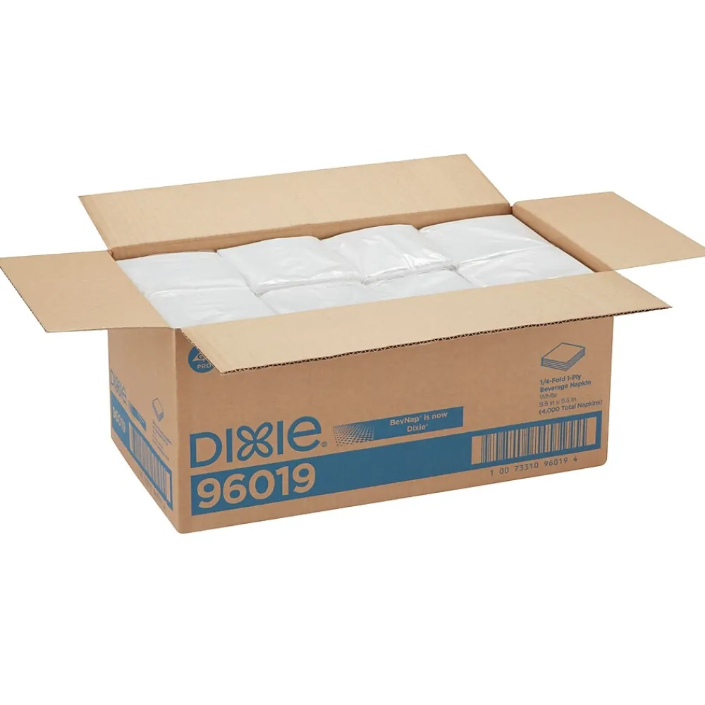 Georgia-Pacific Dixie 1/4-Fold 1-Ply Beverage Napkin by GP PRO, White, 500 Napkins/Pack, 8 Packs/Case (96019/96017)