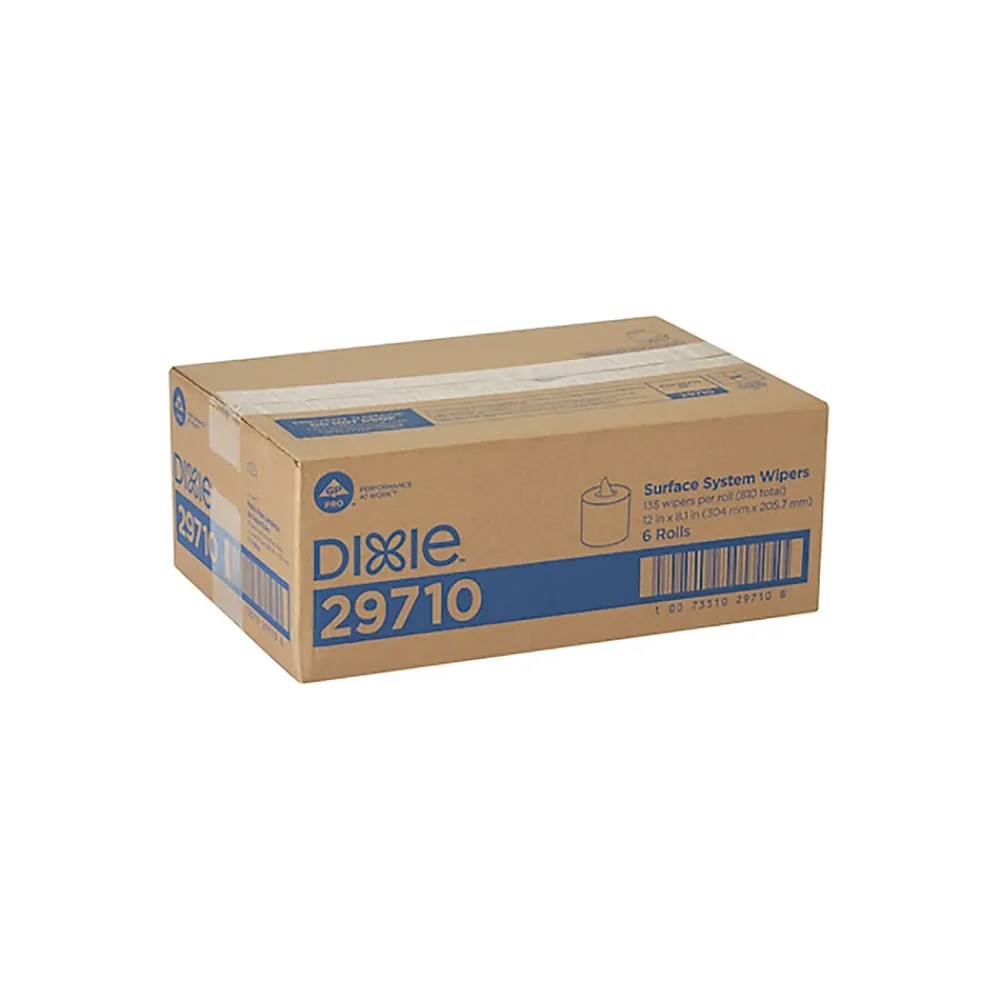 Food Service Wipers, 12" x 8.1", White, 135 Sheets/Roll, 6/Carton (29710)<Dixie Discount