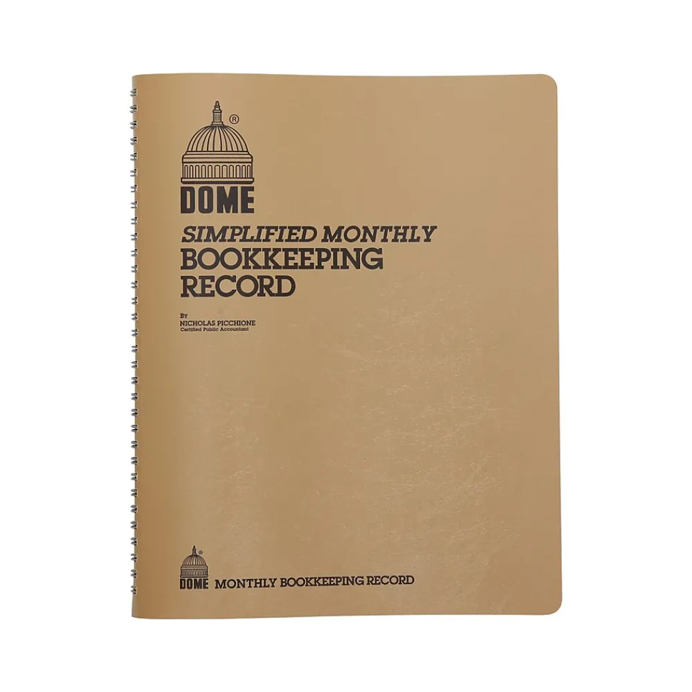 Accounting & Record Journals*Dome Monthly Bookkeeping Record, 8.75" x 11.25", Brown (612)