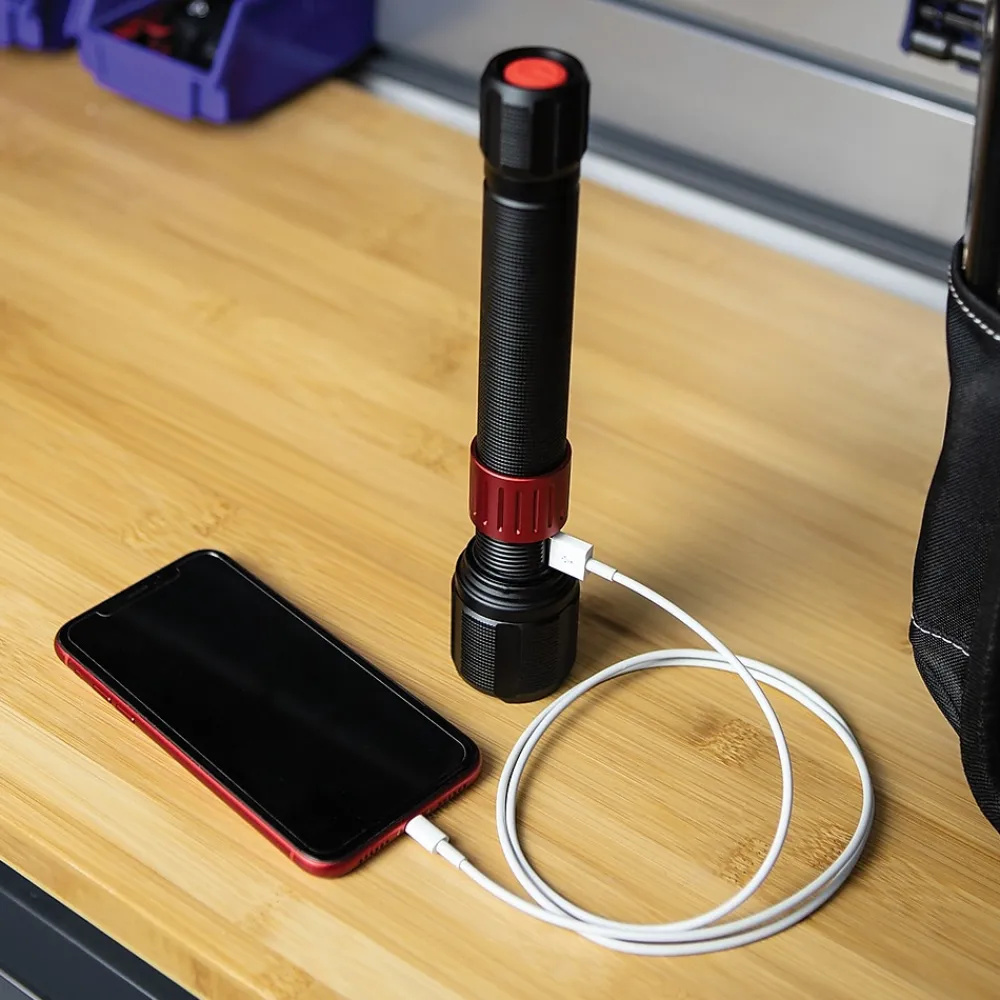 Dorcy 10" 2,000-Lumen USB Rechargeable Flashlight with Powerbank, Black (41-4328)
