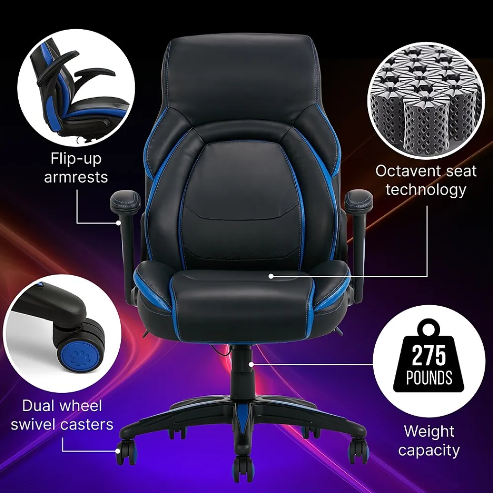 Ergonomic Chairs*Dormeo Ergonomic Faux Leather Swivel Manager's Chair, Blue (60030-BLU) Navy Blue