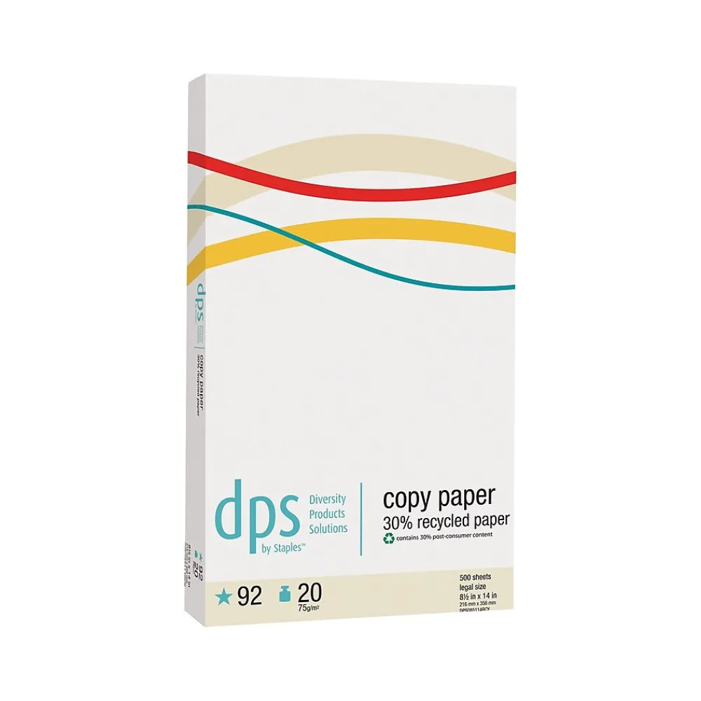 Multipurpose Paper*Diversity Products Solutions by Staples DPS by Staples 30% Recycled 8.5" x 14" Multipurpose Paper, 20 lb., 92 Brightness, 5000/Carton
