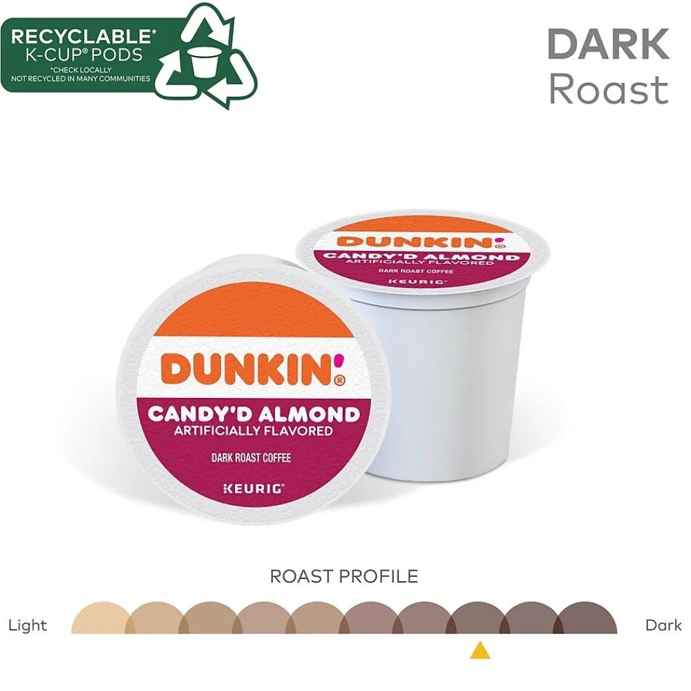 Dunkin' Candy'd Almond Coffee Keurig K-Cup Pods, Dark Roast, 22/Carton (5000375651)